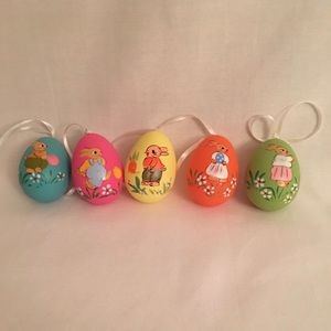 Easter egg ornaments, hand painted, set of five